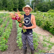 Jhoan arranges our beautiful CSA bouquets